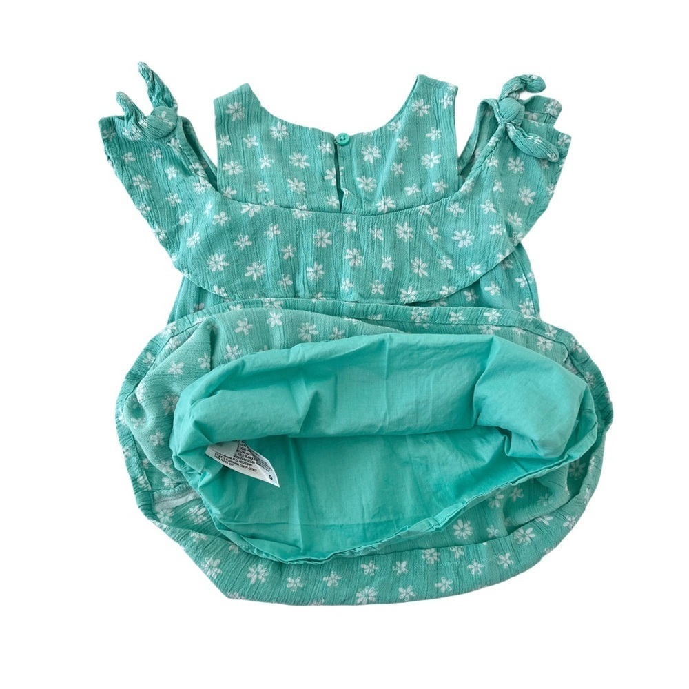Cat & Jack Teal & White Floral Ruffle Kids Dress | Baby Girl 18 Months - Picture 5 of 6